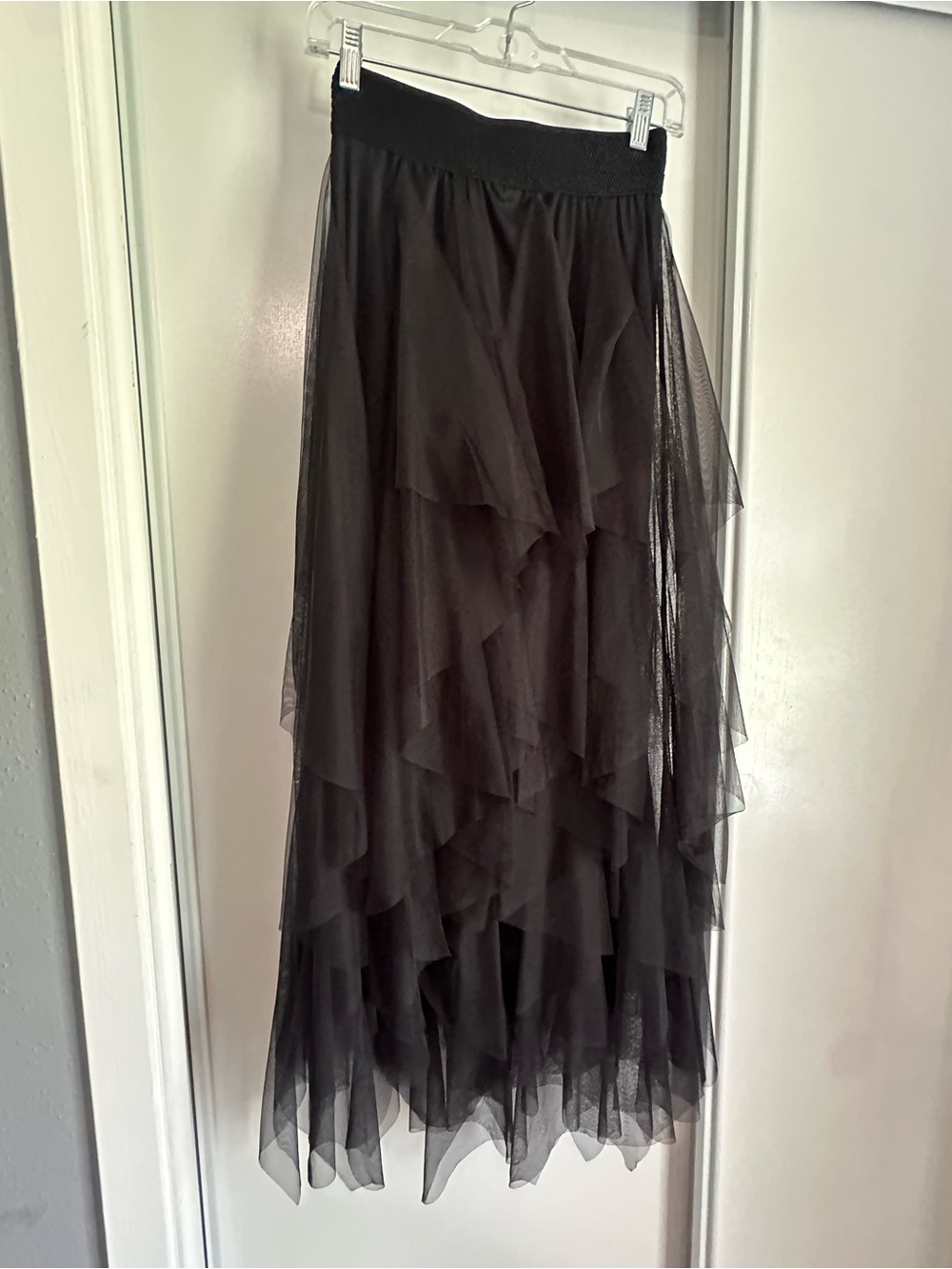 Black Layered Tulle Maxi Skirt
